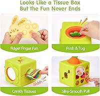 Vista 4 de hahaland Caja de pañuelos de juguete para bebé, juguetes Montessori de silicona para bebés de 6 a 12 meses, juguetes Montessori para niños de 6