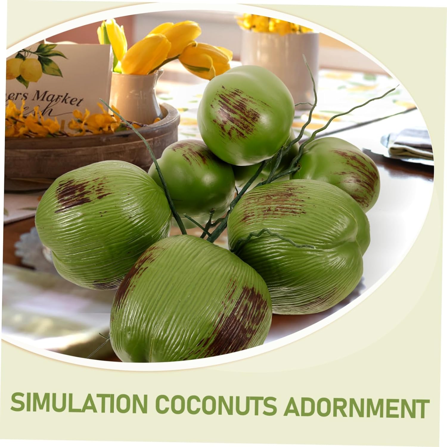 1 Bunch Lifelike Artificial Coconut Fruit Model Plastic Tropical Decor for Home Shop Window Adornment Food Display and Collectors Gift