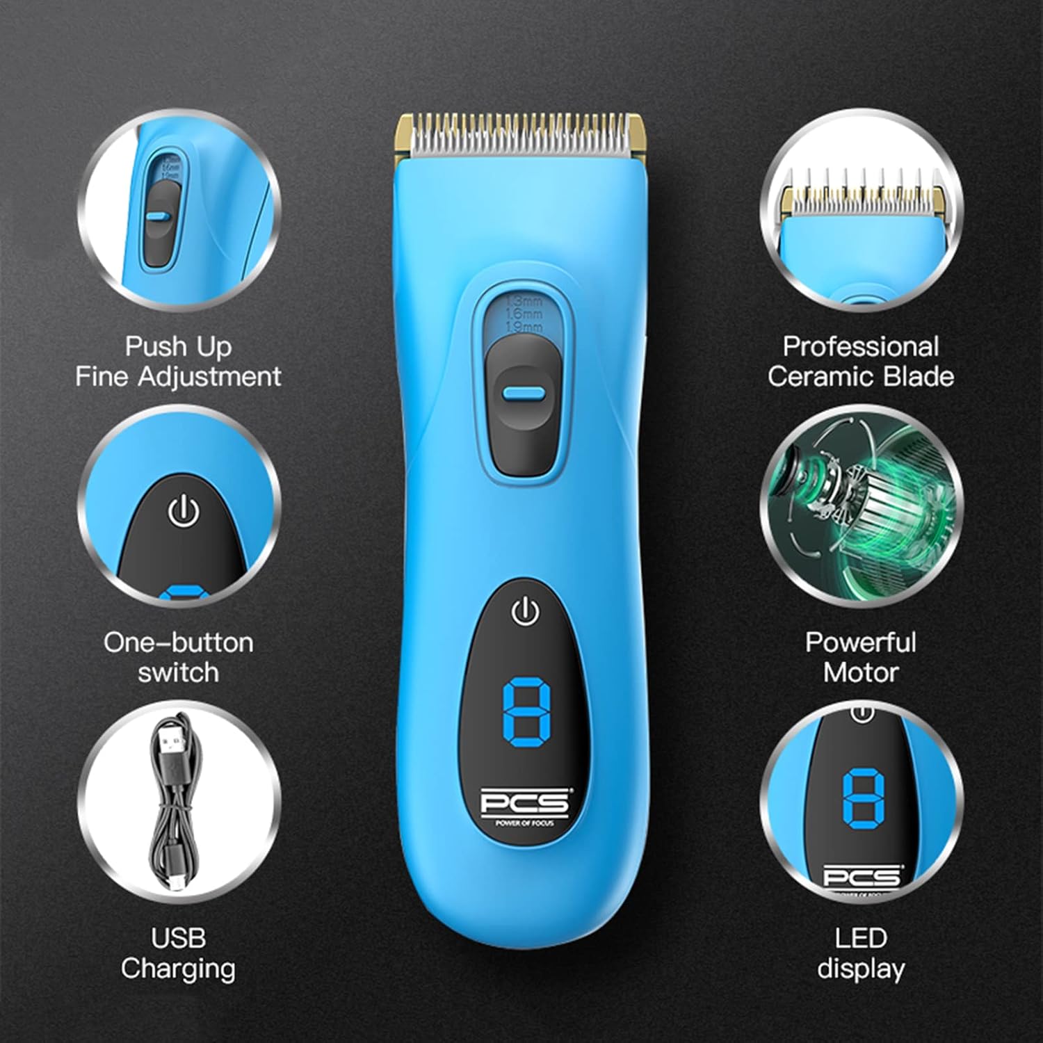 Dog Clippers Professional for Grooming with Ceramic Blade, Rechargeable Pet Hair Thick Coat Clipper Low Noise for Small Large Dogs Cats