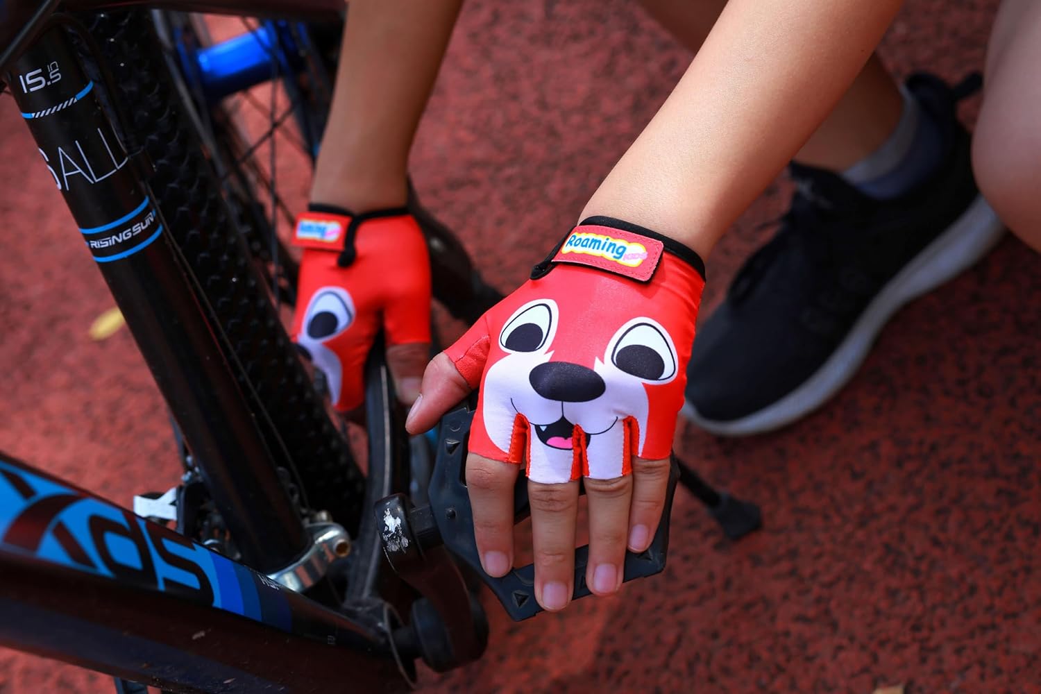 Kids Half Long Finger Climbing Gloves for Age 1-10 Boys Girls Gymnastics Monkey Bars, Good Grip Control Gloves for Scooter Balance Boards Biking Fishing Outdoor Sports (Orange, Large) image 5 of 8 B0CRDBD4BK