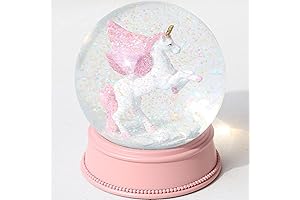 Unicorn Snow Globes for Girls, Pink Glitter Glass Snowglobe