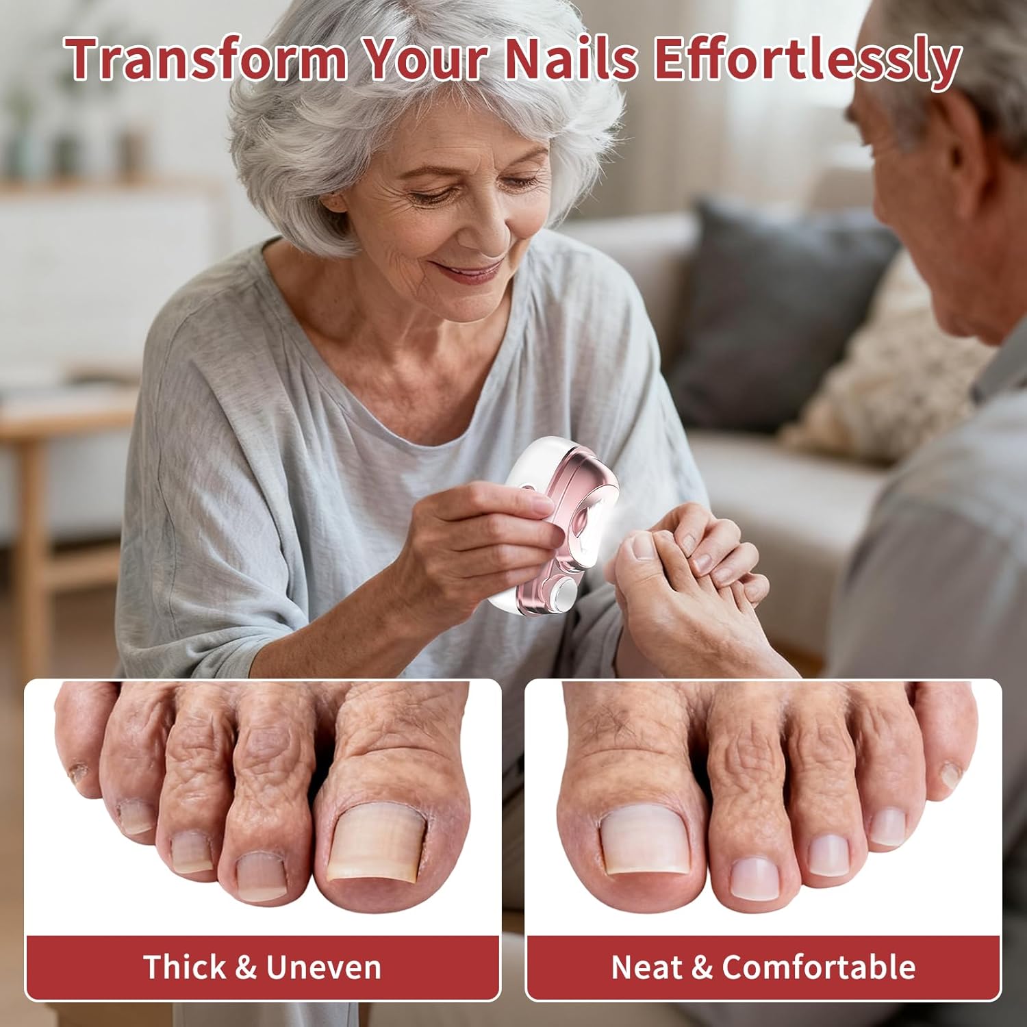 Electric Nail Clipper - 4 in 1 Automatic Nail Clipper with LED/Debris Box/Nail Drill/Gel Nail Light - Rechargeable Fingernail Trimmer - Thick Toe Nail Clippers for Senior/Adult/Kids/Baby File