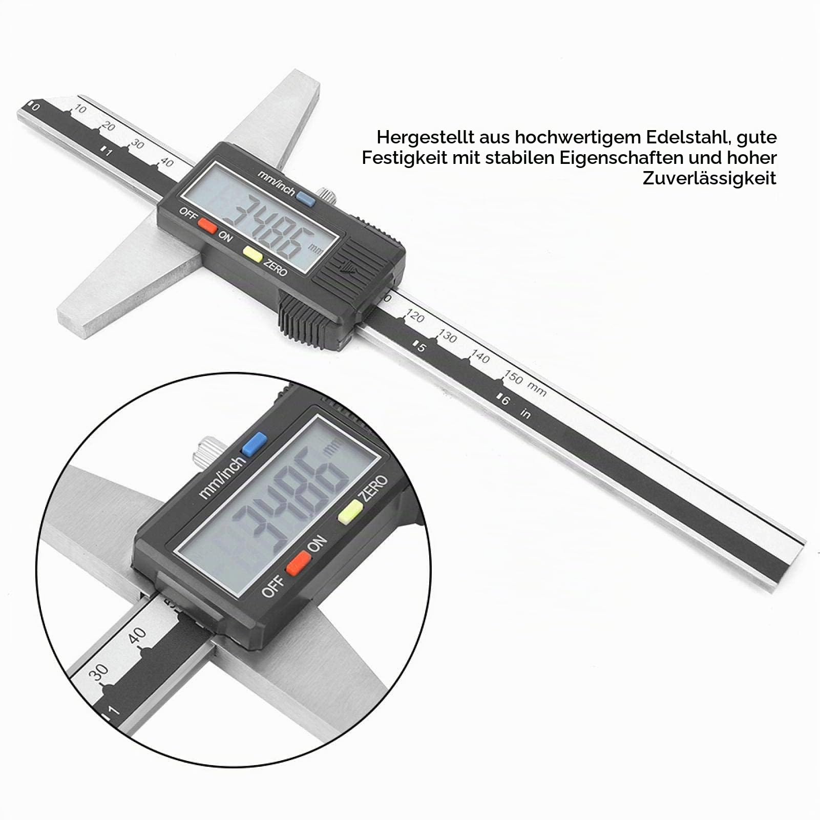 Digital Messschieber, 150mm/6 Zoll Digitale Schieblehre Messwerkzeuge Edelstahl Digitaler Tiefenmessschieber mit Großem LCD-Bildschirm für Haushalt und Industrie Messung Messlehre