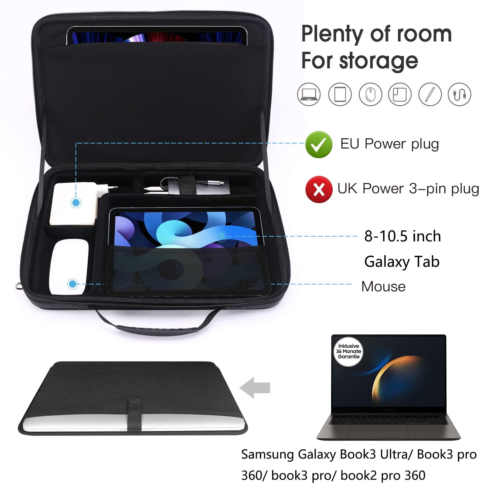 Smatree Funda rígida para portátil compatible con Samsung Galaxy Book3 Ultra,Book4/3 Ultra de 16 pulgadas, Galaxy Book5/4/3 Pro 360, MacBook Pro M4 2024/M3/M2 2023 A2991 A2780 de 16 pulgadas