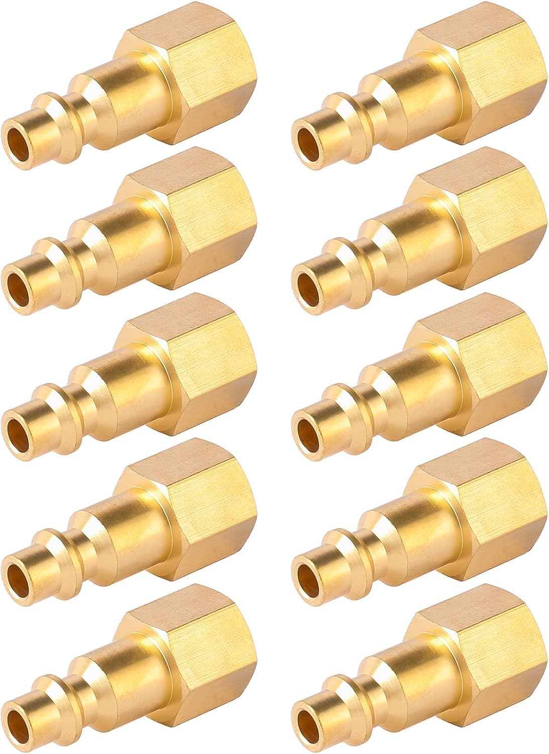 10 Pcs Brass 1/4-Inch NPT Male Industrial Air Hose Quick Connect Adapter, Air Coupler and Plug Kit, Air Compressor Fittings