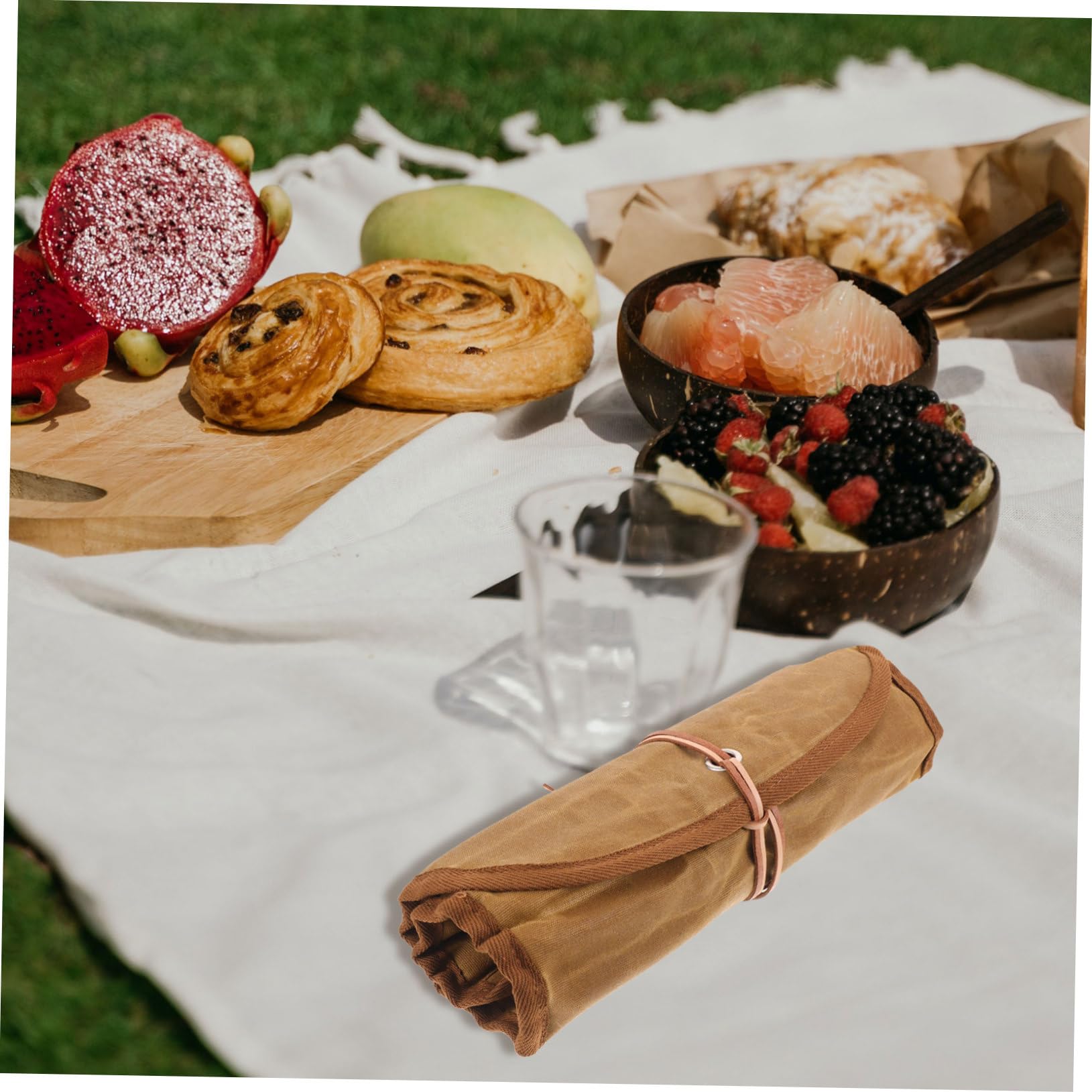 VANZACK Camping Geschirrset aus Edelstahl mit Canvas Tasche Besteck fürs Picknick und Outdoor Nutzung Schützt vor Kratzern und Geordnete Aufbewahrung im Park