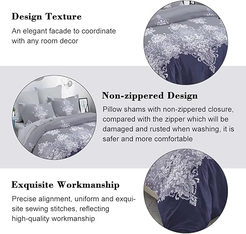 Miniatura 3 de Shatex Juego de edredón azul tamaño individual XL, ropa de cama de 2 piezas para todas las estaciones, ultra suave, 100% microfibra de poliéster,