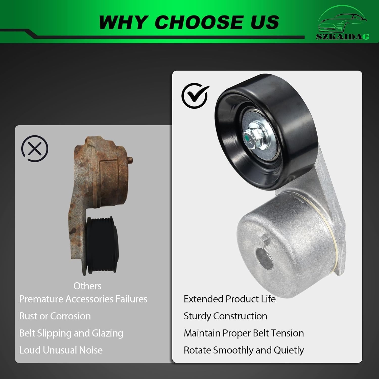 Belt Tensioner Assembly with Pulley for:-Ford Ranger 1992-2011 for:-Mazda B2300 1995-2009 B2500 1998-2001 2.3L 2.5L OE# F87Z6B209CA 419-209 38155 1L5Q6A228AB 1L5Z6B209AA