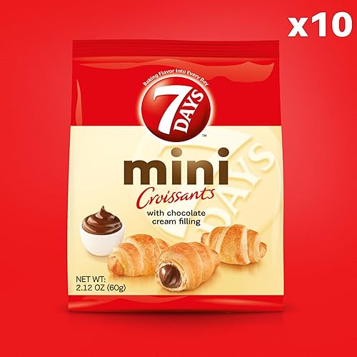 Miniatura 22 de 7Days - Mini bolsas de croissant, relleno de cereza y vainilla, bolsa de aperitivos de tamaño individual, aperitivos de panadería para llevar