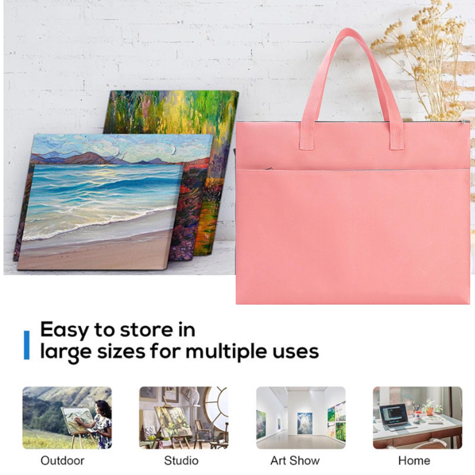 Oaygat A3 Art Portfolio Bag Waterproof Portfolio Case 18" x 14" Art Folder Carrying Case with 2 Pockets Zipper Painting Folder Handle Artist Carrying Drawing Board Storage Carry Tote Bag for Poster - Image 2