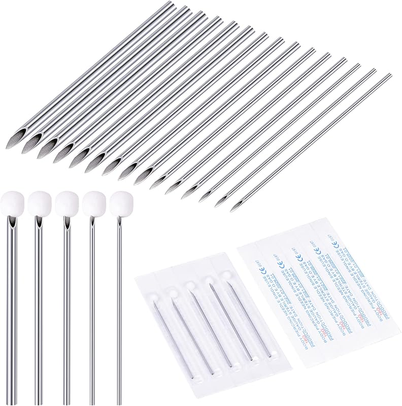 Agulhas para Piercing DJCIW em Aço Inoxidável, 12G a 20G, 50 Unidades