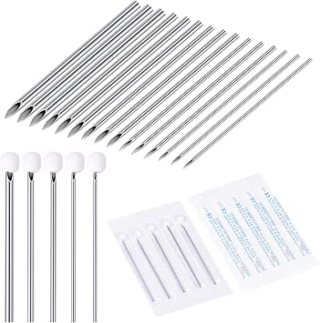 50PCS Mixed Body Piercing Needles,12G 14G 16G 18G 20G Sterilized Stainless Steel Ear Nose Piercing Needles for All Body Piercing