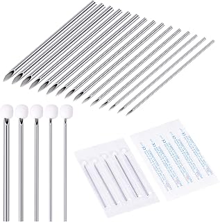 50PCS Mixed Body Piercing Needles,12G 14G 16G 18G 20G Sterilized Stainless Steel Ear Nose Piercing Needles for All Body Piercing