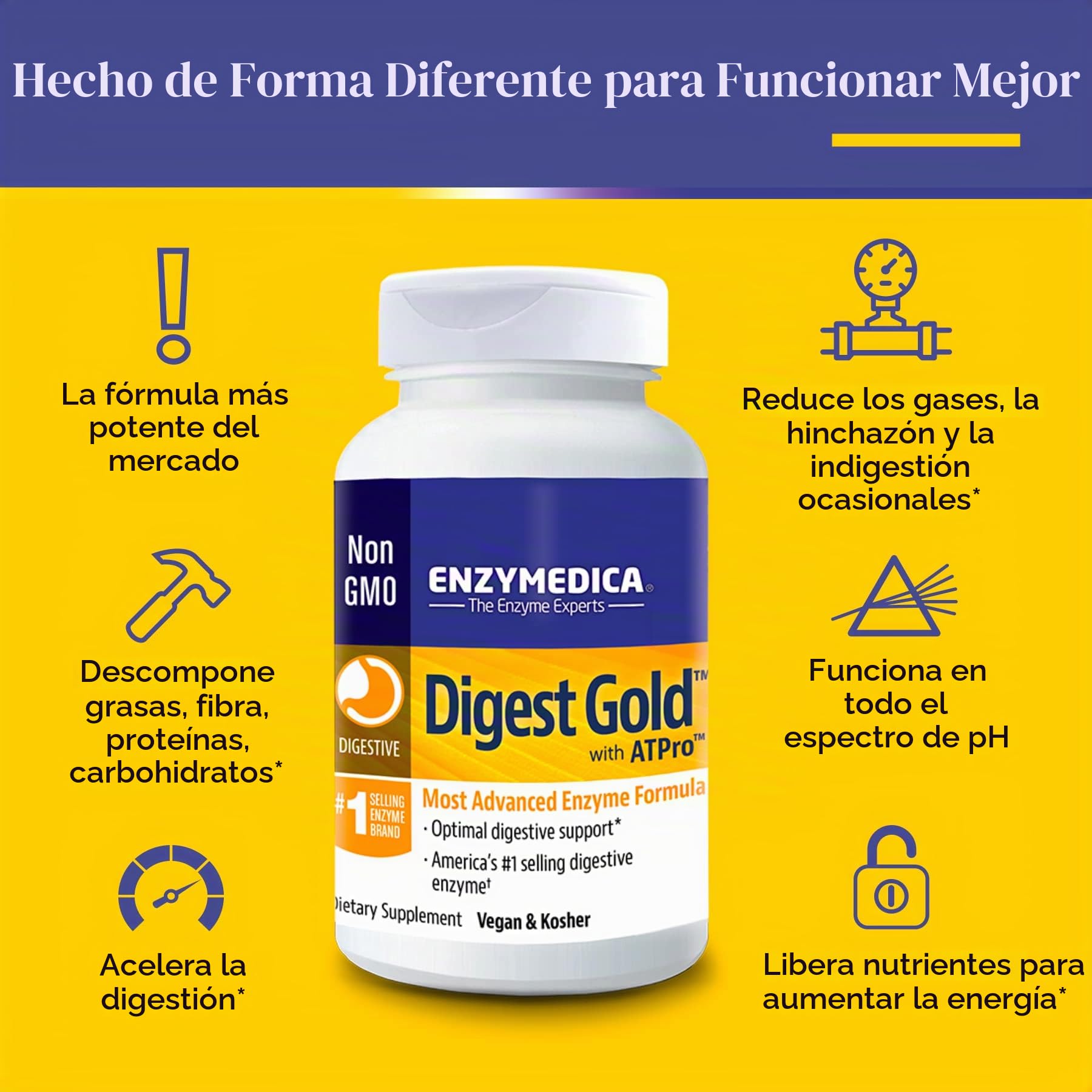 ENZYMEDICA Digest Gold 90caps (paquete de 1)