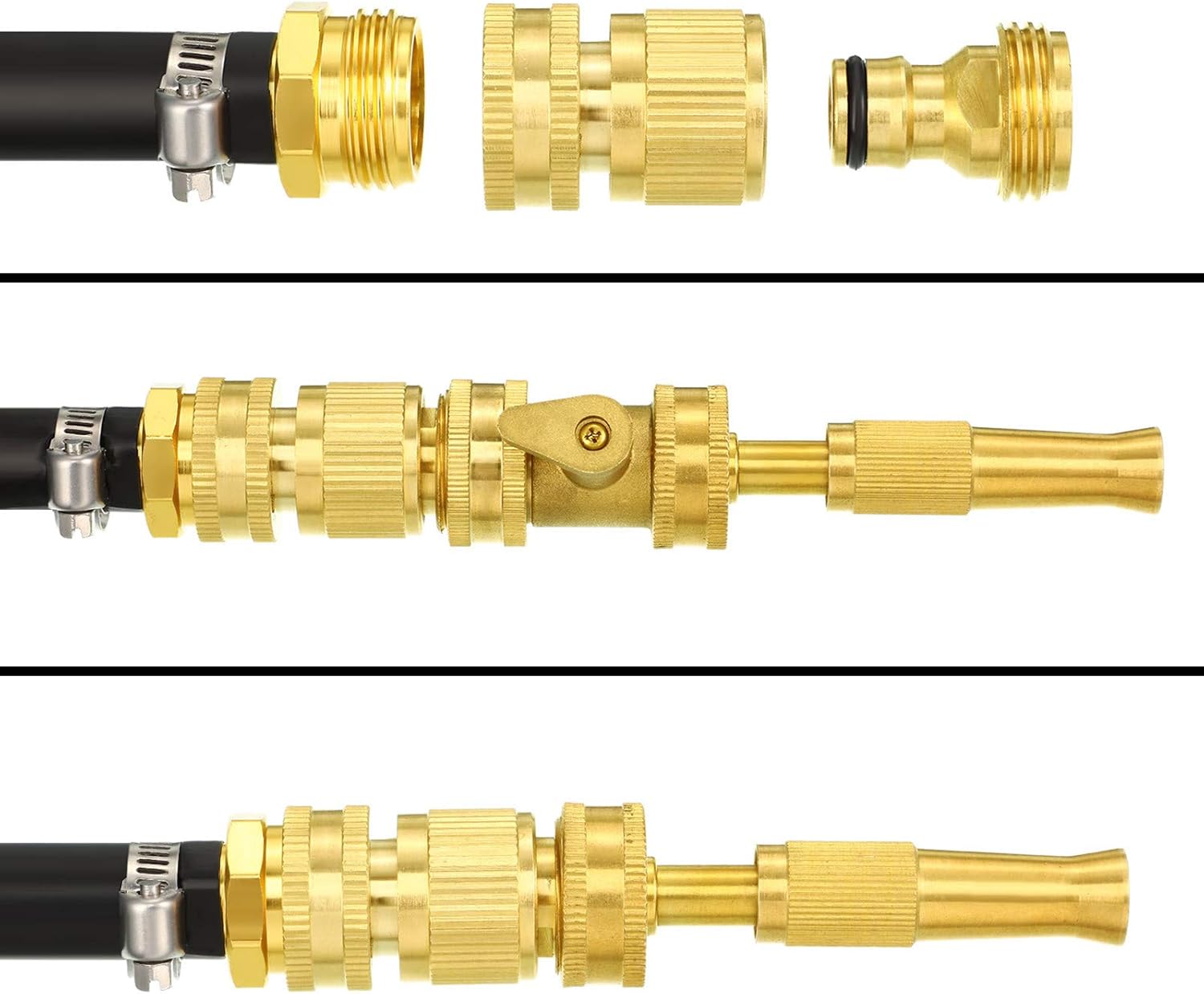 2 Sets 3/4 Inch Brass Garden Hose Quick Connector Water Hose Connector