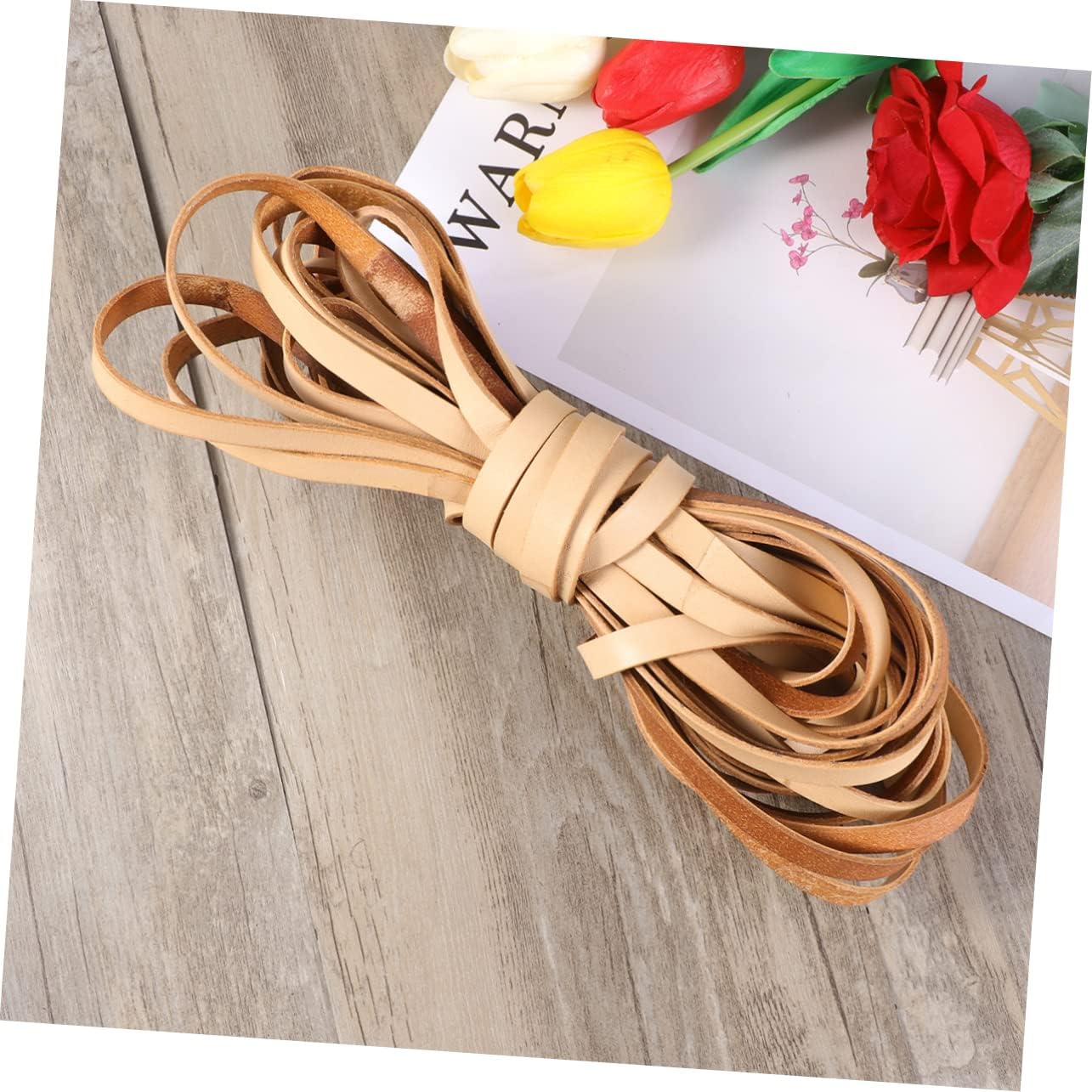 TEHAUX 2pcs Meters Flat Leather Cord Wide Jewelry Making Rope for Bracelets Necklaces and Crafts Flexible Accessories Non-Fading Premium Quality