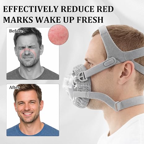 6PCS CPAP Mask Liners, CPAP Accessories, Grey CPAP Mask Covers Set, Soft, Comfortable and Reusable for Enhanced Comfort During Sleep, For Most Full-Face Masks