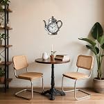 Wall Clock Teapot Pattern Non-Ticking Clock Irregular Shape Decorative Clocks Teapot Flat Printing Wall Clocks for Home Office Decoration, 12.99x13.58 inch