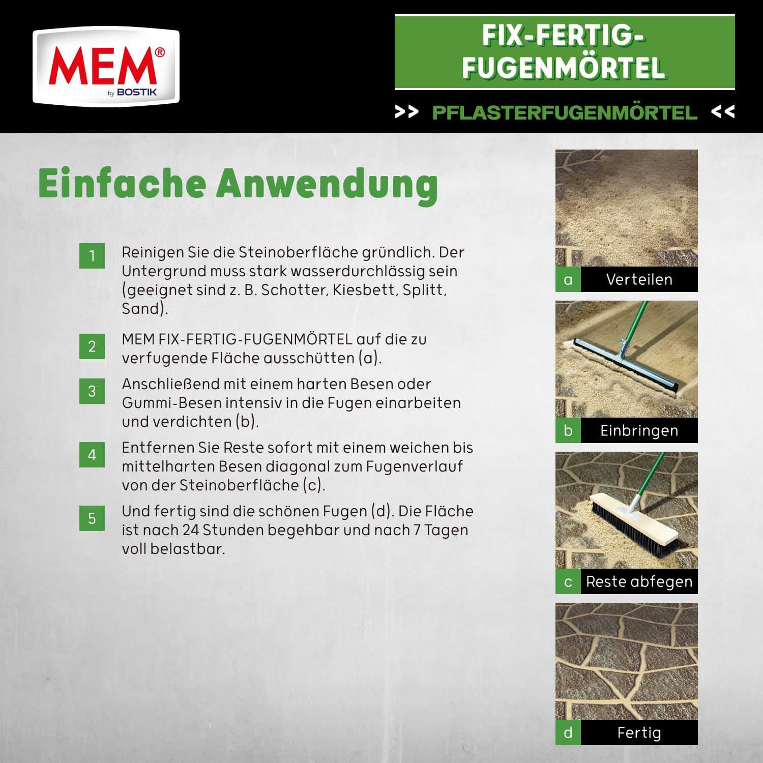 MEM Fix & Fertig Enduit de jointement, sable, pas de fourmis, keine pfützen, pas de U