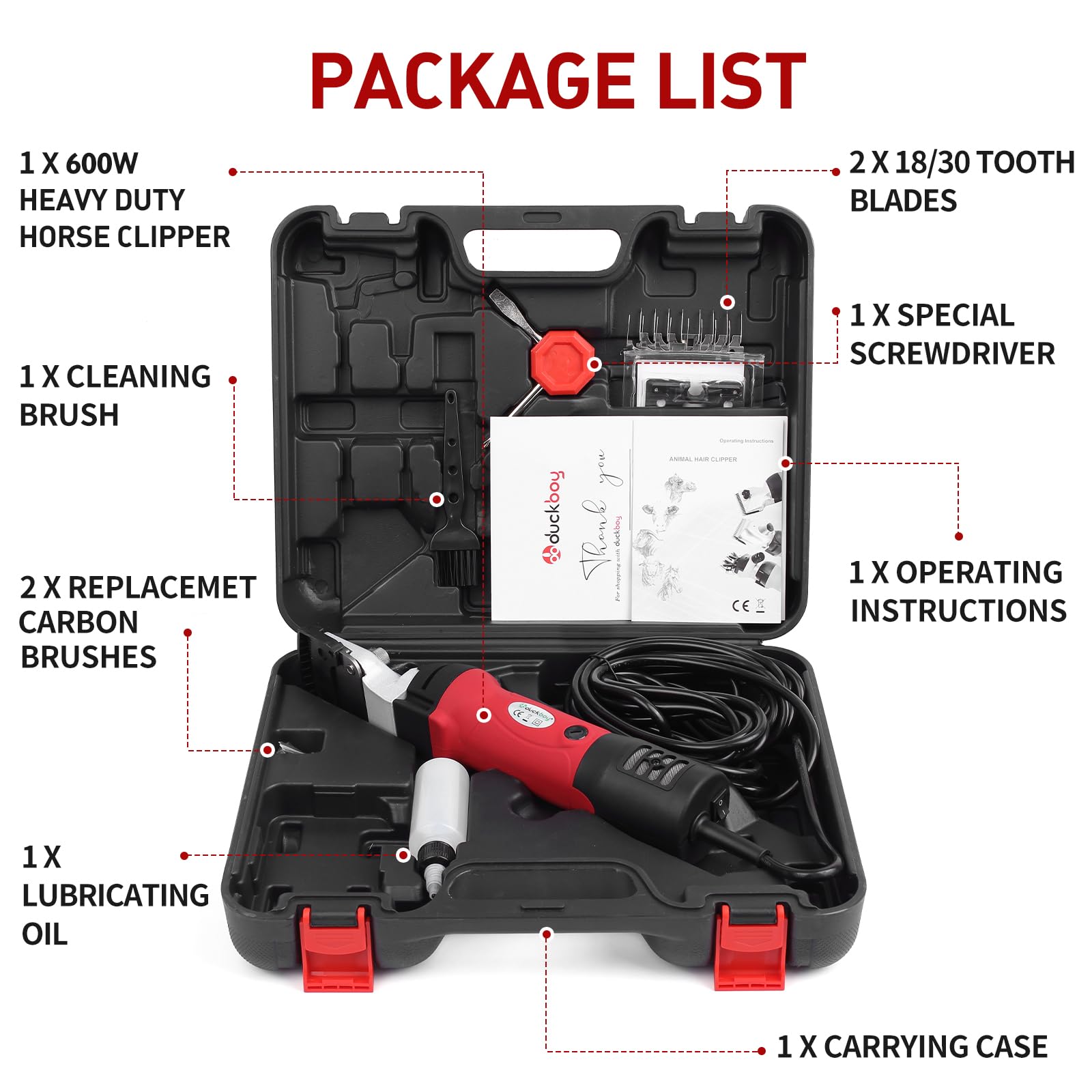 Heavy Duty Horse Clippers - 600W 6-Speed -5
