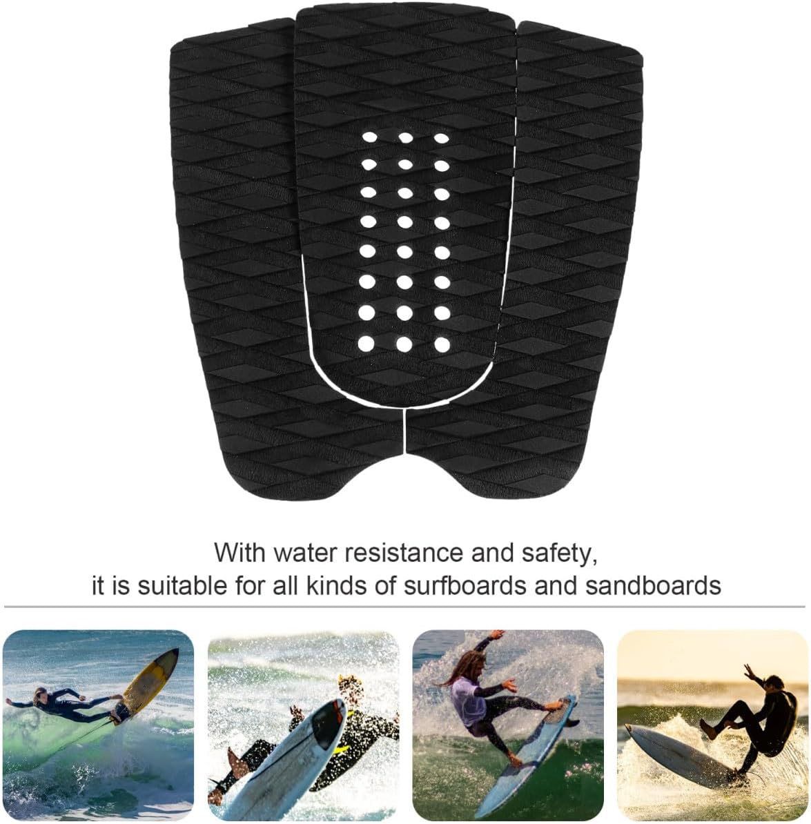 VANZACK 3pcs Surfboard Traction Pads Non- Adhesive Surfboard Accessories for Enhanced Grip and Comfort During Surfing Activities