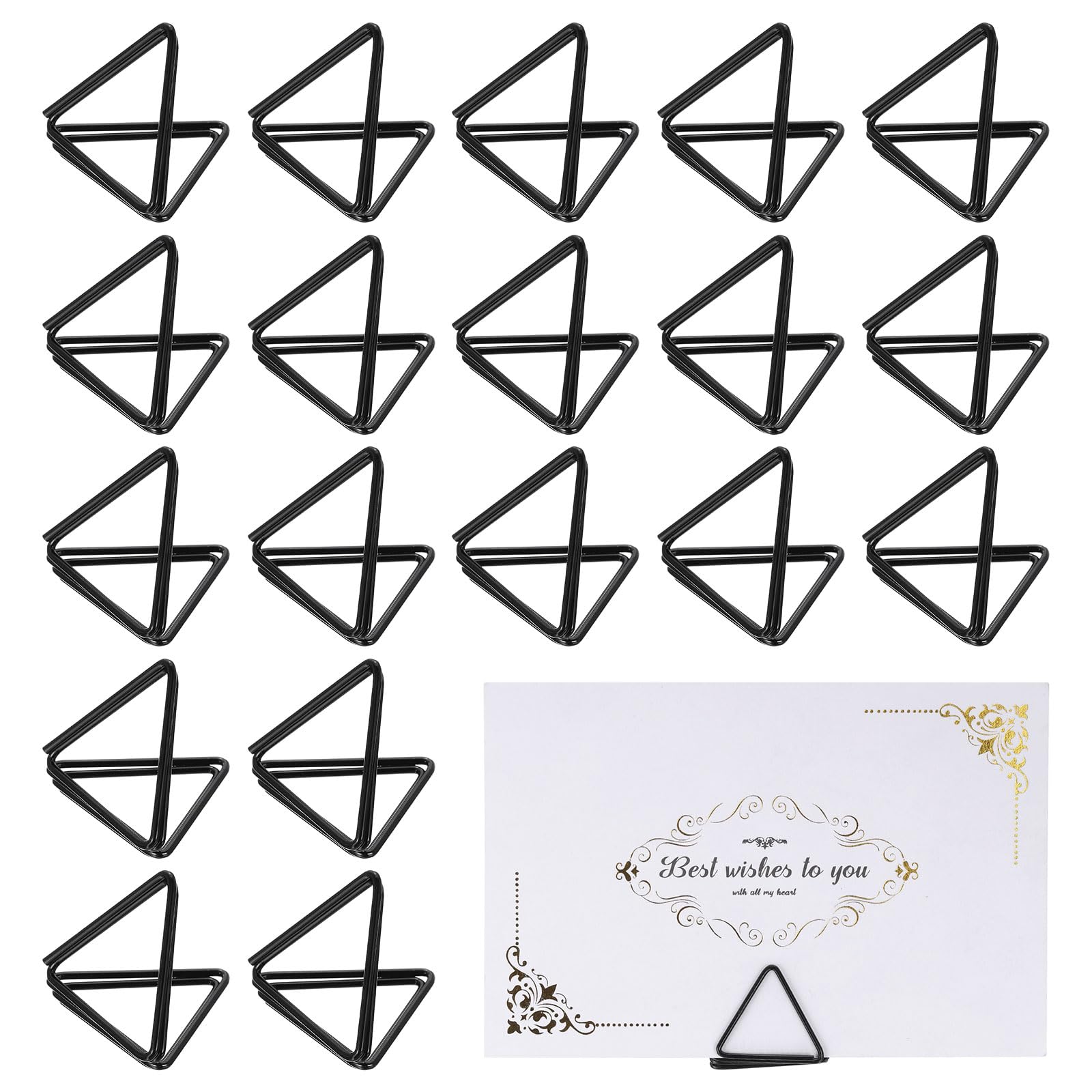 Porte-cartes triangulaires de table noirs pour mariage et fête