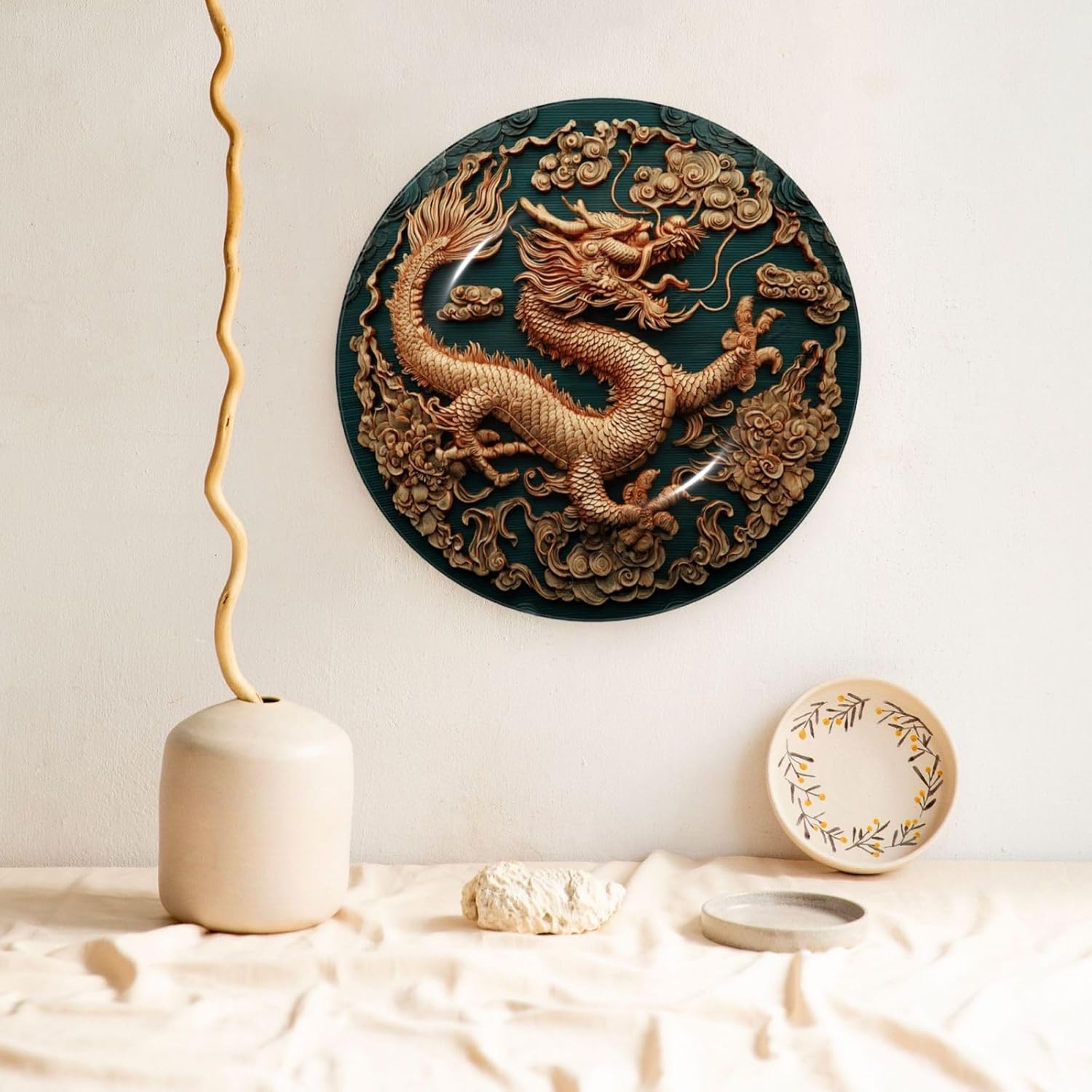 Decorative Plate Art Crafts Bone China Decorative Plate with Display Rack Souvenir Wall Decor Ceramic Ornaments Dinner Plates Ceramic Decoratives Plates for Home Office 10in