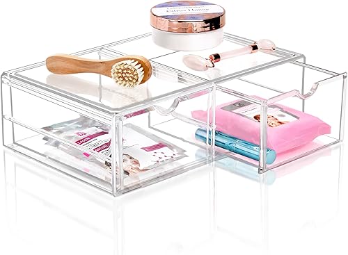 Sorbus - Estuche acrílico de almacenamiento para cosméticos, maquillaje y joyas, tamaño XL, con cajones curvados entrelazados para crear tu propia