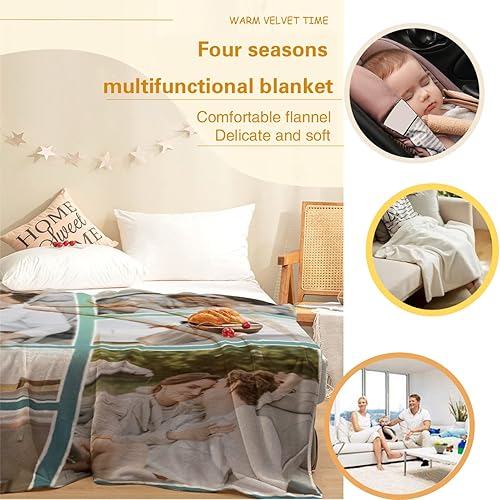 Vista 71 de Manta personalizada con texto fotográfico, manta de imagen personalizada para bebé, madre, padre, adultos, amigos, amantes, regalo personalizado