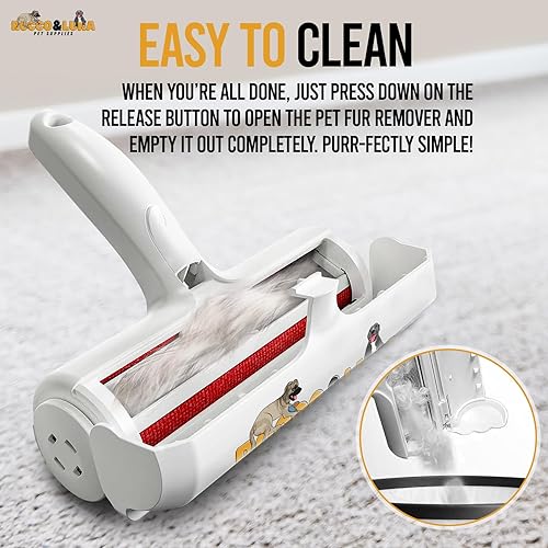 Miniatura 4 de Rocco and Luna Pet Supplies - Rodillo de pelusa para pelo de mascotas  Removedor de pelo de gatos y perros multisuperficie reutilizable para ropa,