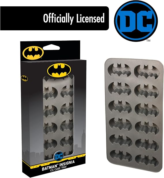 ICUP DC Comicc' Batman Molded Rubber Ice Cube Tray, Grey 8.5 x 4.5 x .9