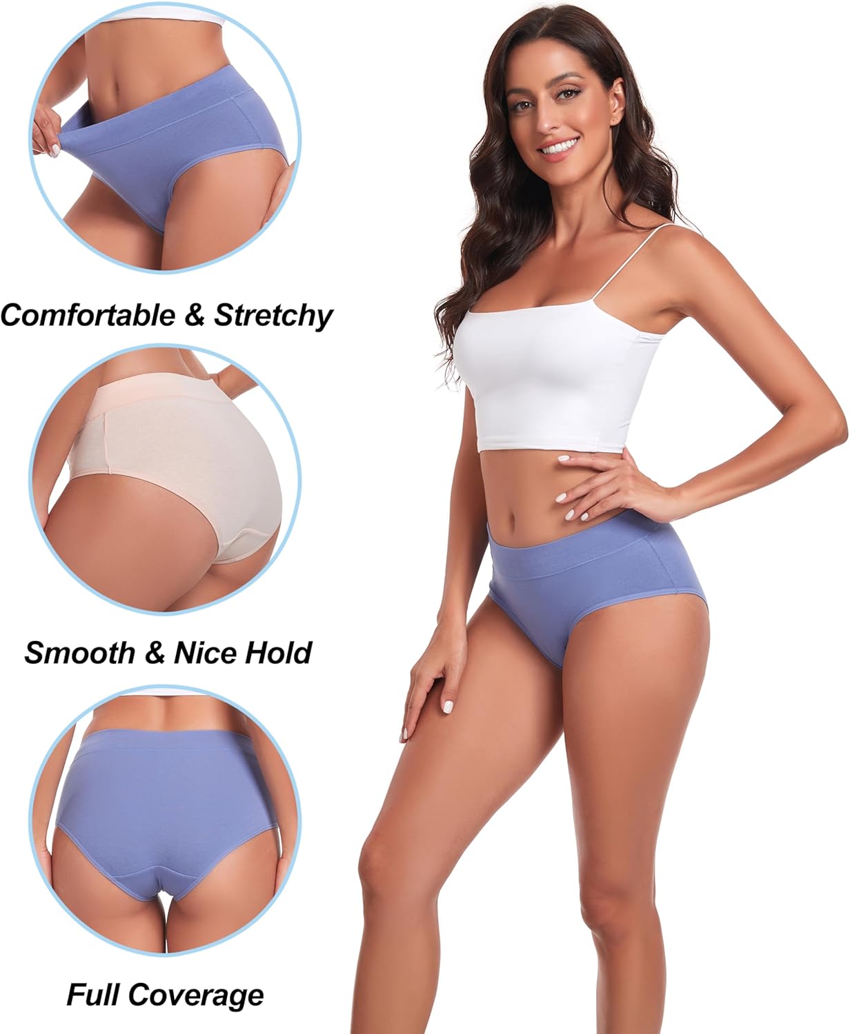 Cotton Underwear for Women Mid Rise Hipster Panties Full Briefs Stretchy Ladies Full Coverage Panties - Image 3