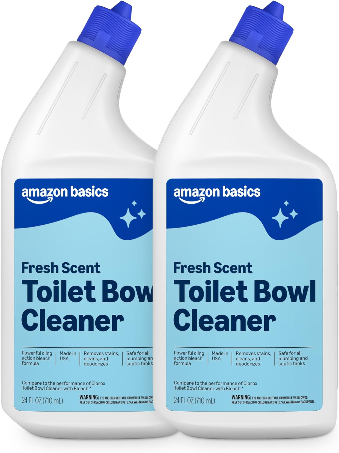 Toilet Bowl Cleaner with Cling Action Formula, Bleach, Fresh Scent, 24 Fl Oz, Pack of 2, Packaging May Vary