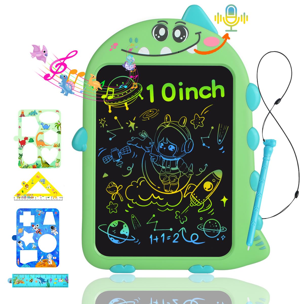 10 Zoll Dino Maltafel mit Sprachaufnahme & Soundfunktion | Interaktive Buntes LCD Zaubertafel für Kinder 2-7 Jahre,Lernspielzeug & Reisegeschenk zu Weihnachten/Geburtstag