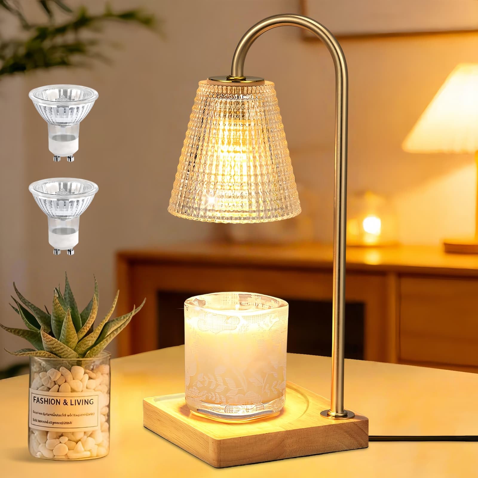 Candle Warmer Lamp with Timer Dimmer 2 Bulbs Electric Flameless Heater