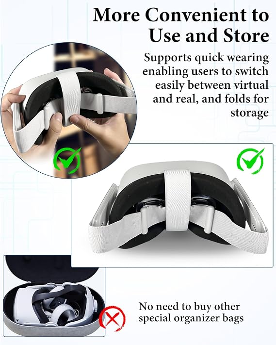 Replacement Head Strap for Quest 2 VR Headset Accessories Lightweight Adjustable Headband with Thumb Grip Caps Breathable Washable Cloth Strap for Enhanced Comfort and Long Play