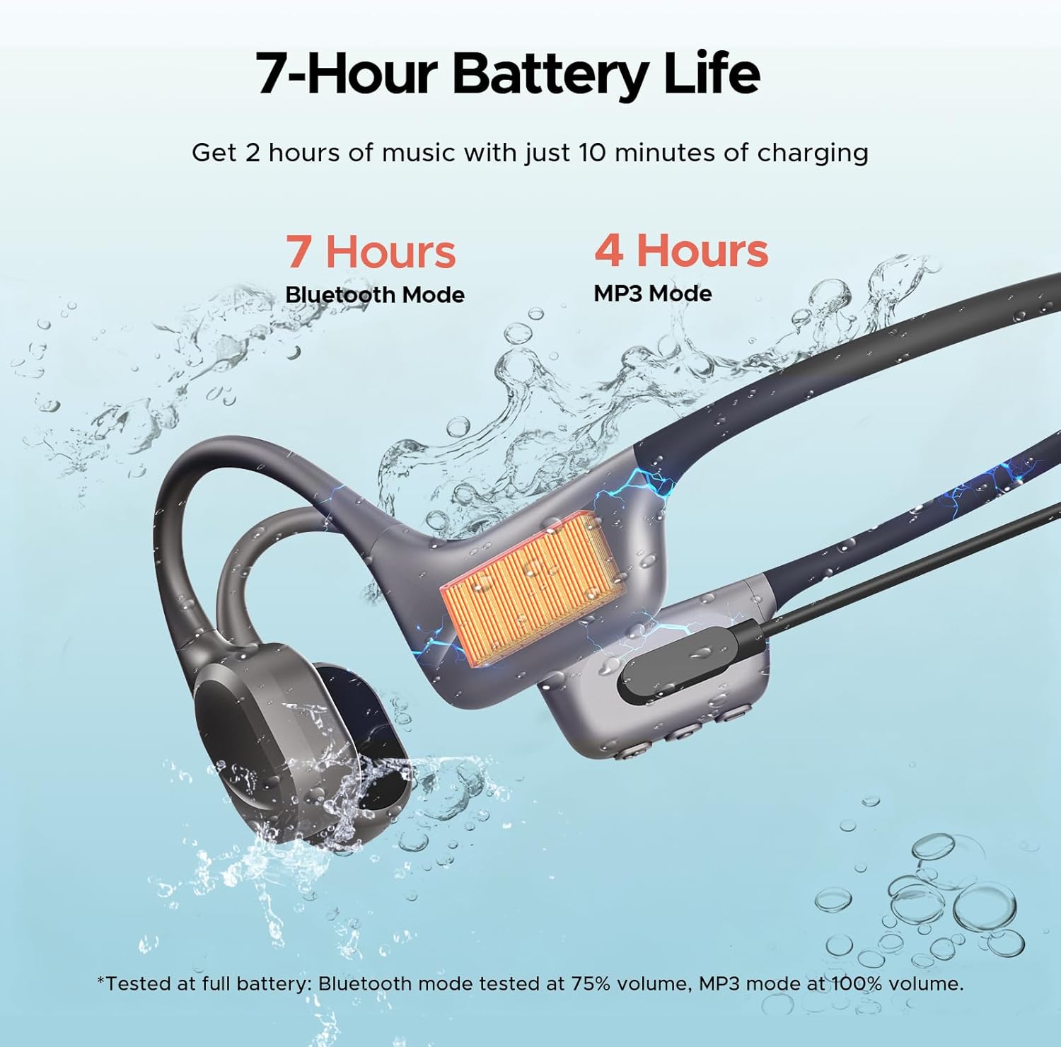 DOOGEE Bone Conduction Headphones, IP68 Waterproof Swimming Headphones Wireless Bluetooth 5.4, Skin Friendly Silicone, 32GB MP3, Sport Open Earphones for Underwater Swimming, Running, Cycling (Gray) - Image 7