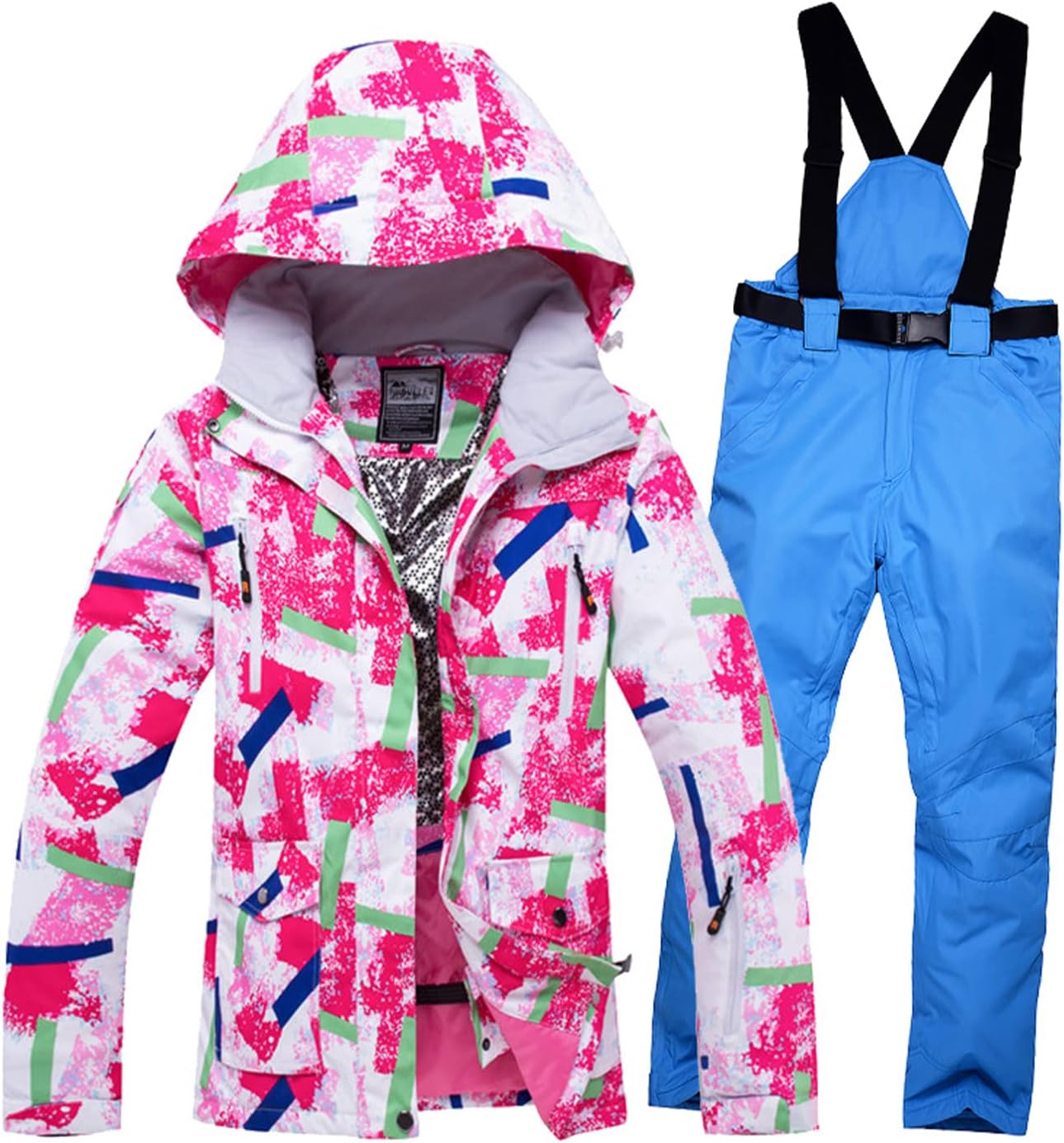 Winter Women Ski Suit Snow Jacket and Pants Windproof Waterproof Colorful Clothes Snowboard Hoodies Removable