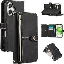 UEEBAI Case for iPhone New, PU Leather Wallet Retro Flip Case Shockproof Cover with Card Slot, Kickstand, Magnetic Closure Scratch Resistant, Vintage Black