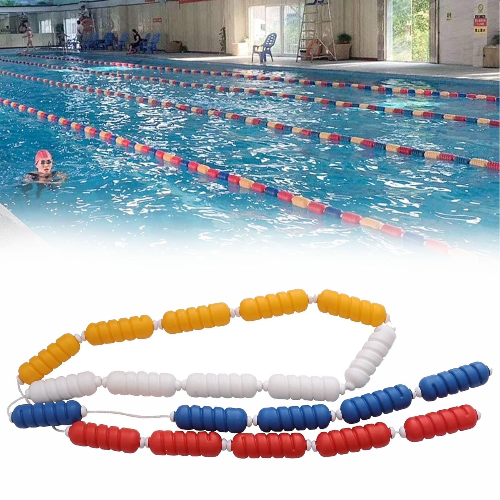 Generico Divisori per corsie Piscina - Corde galleggianti di Sicurezza da 7 Metri per Zone di Snorkeling e Immersioni, divisori per laghetto Facili da installare per attività di Nuoto, Accessori per