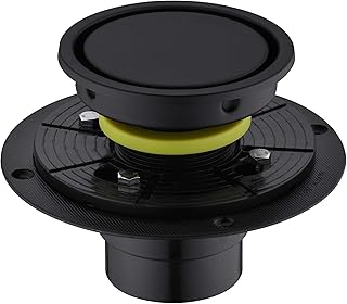 4 Inch Round Design Tile-in Shower Drain with Adjustable Shower Drain Base Flange, SUS 304 Stainless Steel Floor Drain with Tile Insert Grate Removable Cover, Matte Black Finished