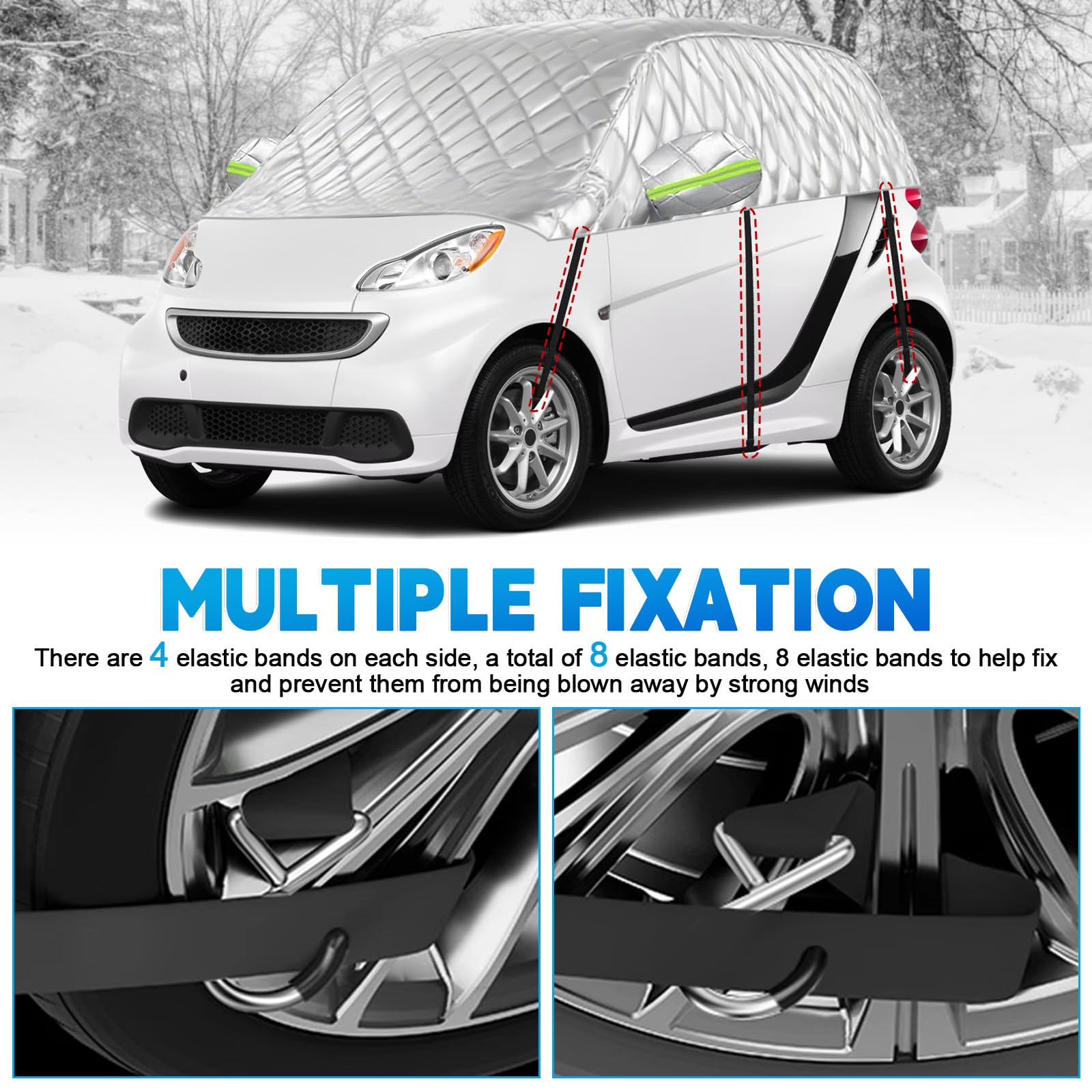 Telo Antigrandine per Auto Compatibile con Smart Fortwo 2006-2025, Mezza Telo Grandine Auto Telo Copriauto Ispessito Telo Copriauto Antigrandine