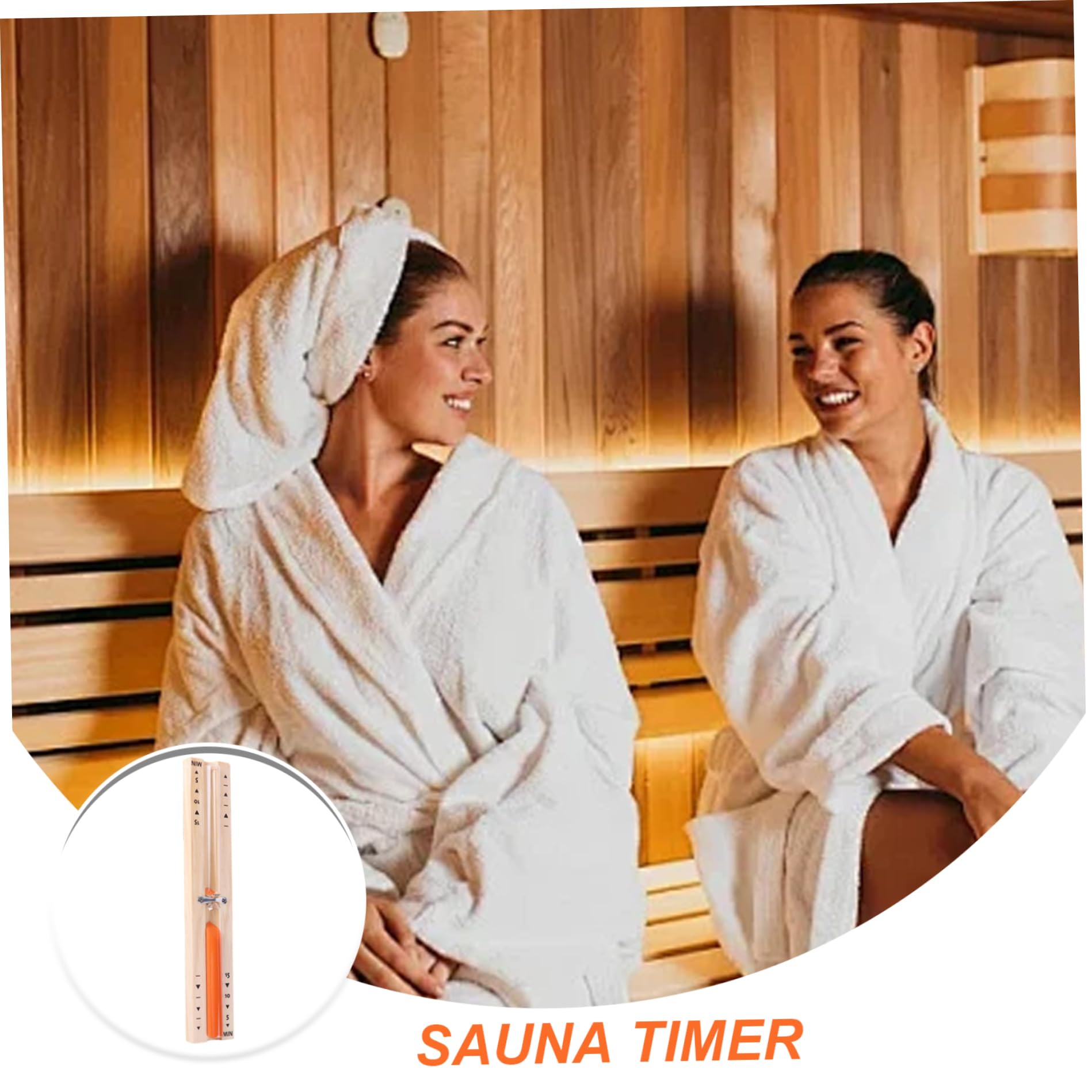 Jualyue Sauna Timer, Wooden Rotatable 15 Minute Sauna Sand Timer, Heat Resistant Wall Mounted Hourglass for Spa/Bath/Coffee House