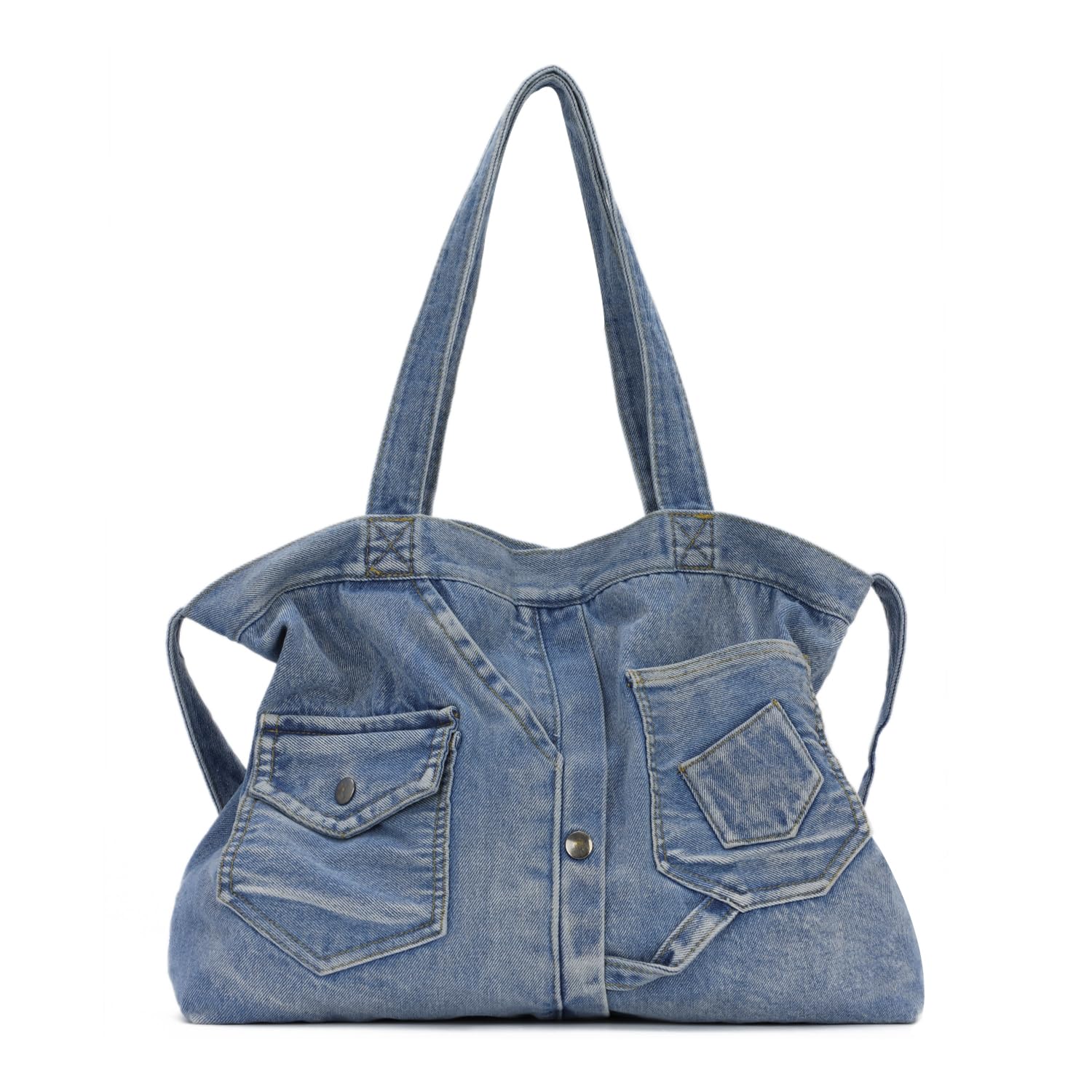 Denim Schultertasche Damen Vintage Denim Tote Tasche mit