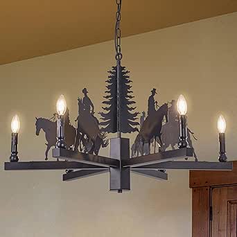 TOCHIC Farmhouse Chandelier for Dining Room 6 Lights, 35.4" D Rustic ...