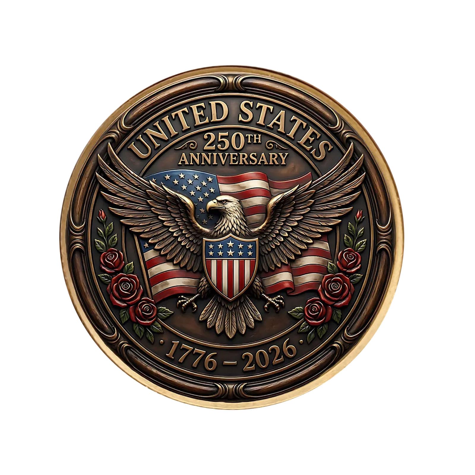 APGLSXY 250th Anniversary Coin 3D Relief Sculpture Souvenir Coin Independence Day History Enthusiasts for Patriotic Collection Gift