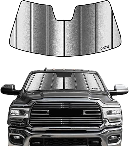 Miniatura 7 de Pigenius Parasol para parabrisas para Dodge Ram 25003500 2021 2022 2023 25003500 - Parasol plegable definitivo, color gris