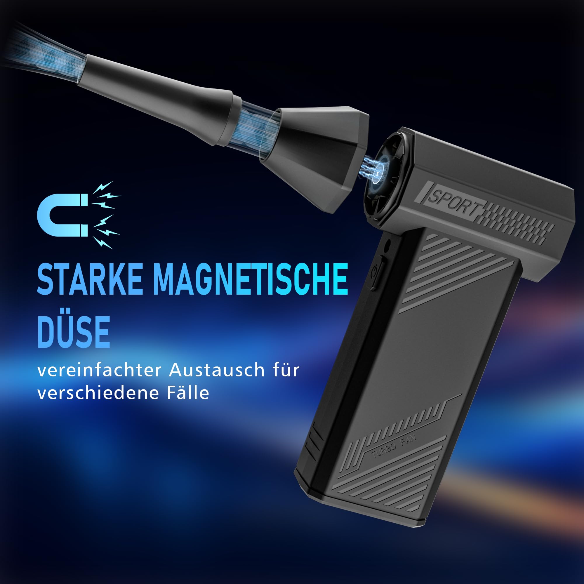 MJY 180000U/min 85M/S 230g Elektrische Staubgebläse Druckluftspray,7600mah Akku 4-Gang Einstellbar Electric Air Duster Turbo Gebläse Mit LED Laterne für Auto,elektronische Geräte,PC Reinigungsset
