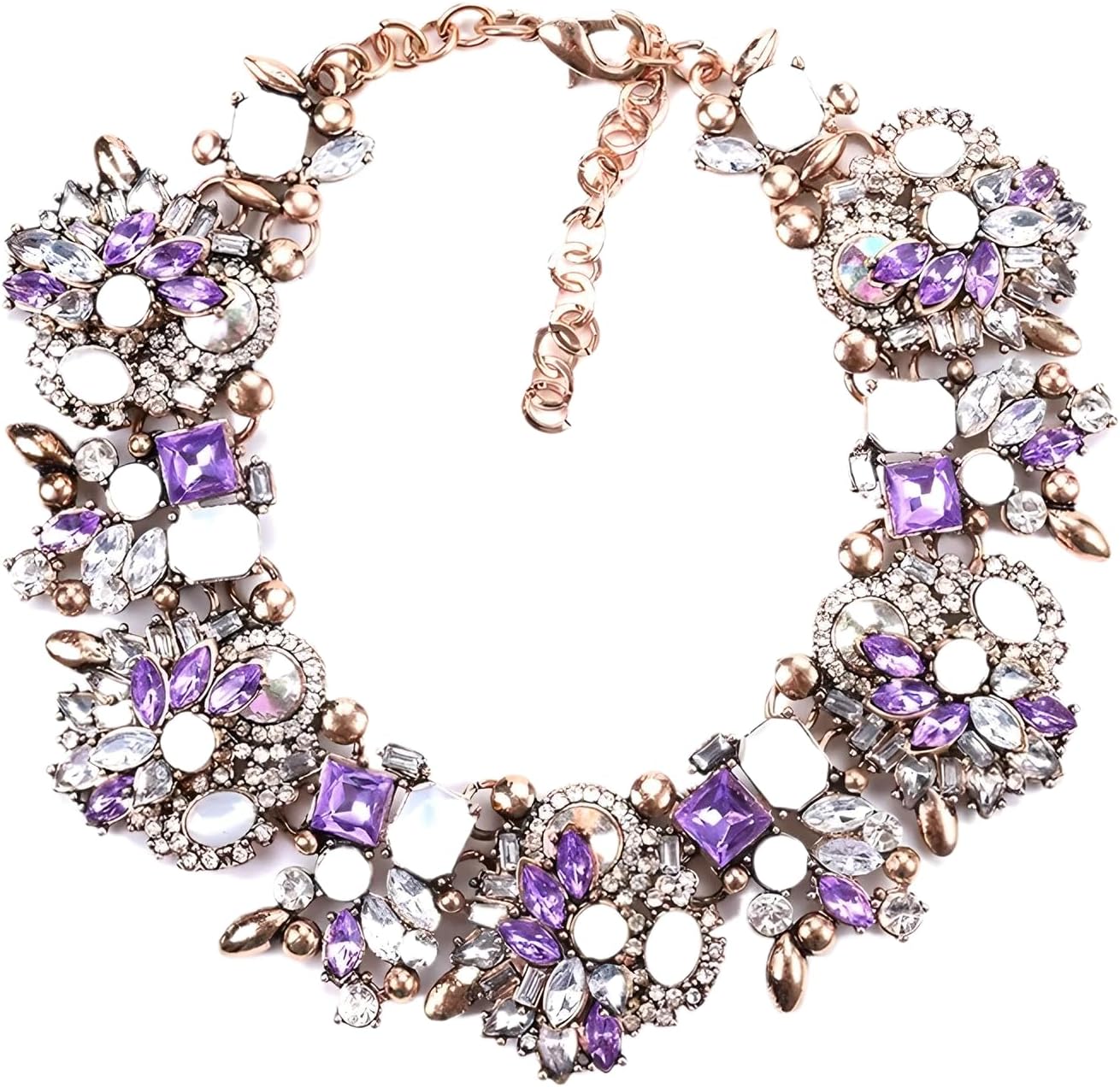 14K Yellow Gold Bib Necklace For Mrs Jewelry, ZA Indian Emerald Colorful Beaded Statement Choker Women, Trendy Black Crystal Chunky Rhinestone Large Collar Big Bib Necklace Jewelry Formal Drag, - Image 4