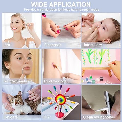 Miniatura 5 de 800 hisopos de algodón de punta de precisión para maquillaje, hisopo de algodón de doble punta con palitos de papel